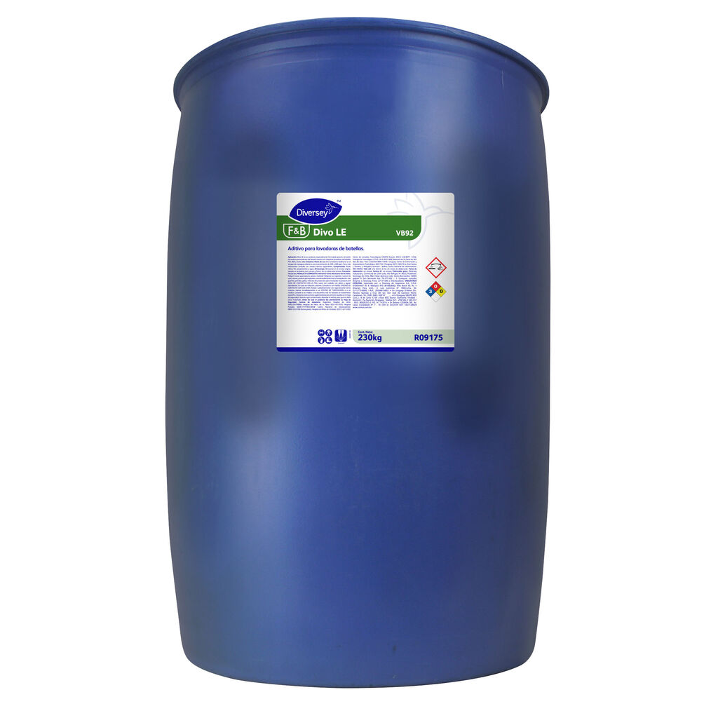DIVO LE VB92 230kg - Aditivo auxiliar del lavado de botellas de vidrio para tratamiento del pre-enjuague final